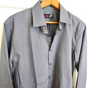 JF j. ferrar Dress Shirt Men's 15-15.5 32-33 Long-sleeved Button-up Gray Formal